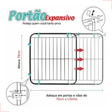 Portão Grade Expansivo Proteção Criança Cão Pet 70 a 115 Cm da Pet Útil