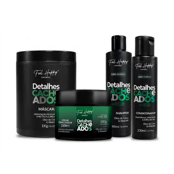 kit Completo Detalhes Cacheados Definidos Feel Happy