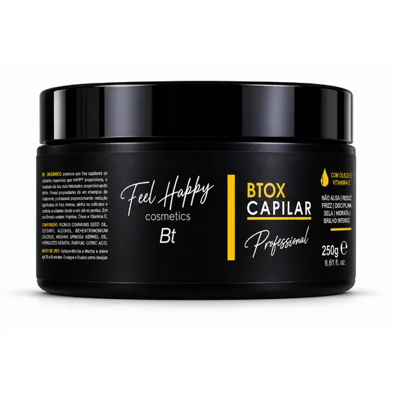 Máscara Capilar Anti Frizz BTox  250gr  Feel Happy