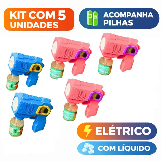 Kit 5 Lança Bolhas de Sabão Infantil Colorido Brinquedo Divertido para Crianças Festa Casamento
