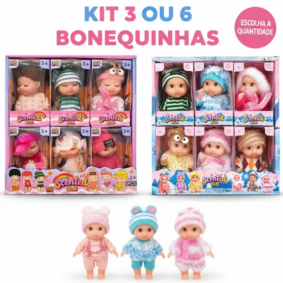 kit 3,6 Bonecas Pequenas Mini – Bonequinha Colecionável Infantil Presente Fofo