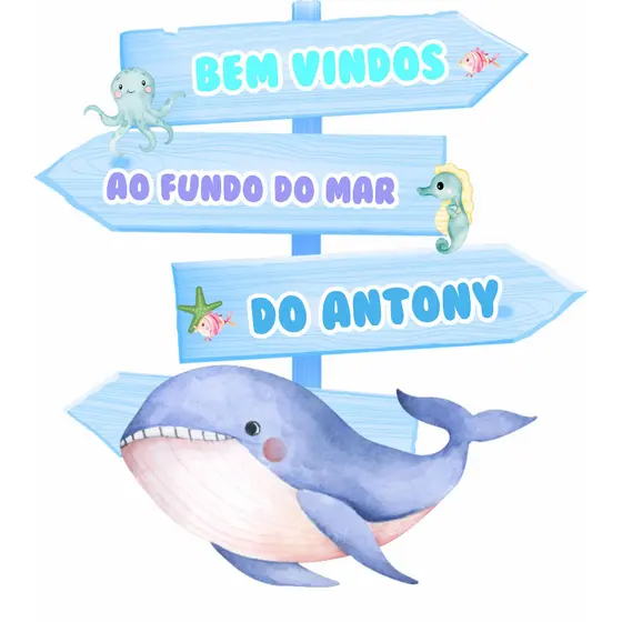 Display MDF de chão - Fundo do Mar Personalizado (INFORME NOME NO CHAT AO VENDEDOR)