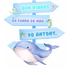 Display MDF de chão - Fundo do Mar Personalizado (INFORME NOME NO CHAT AO VENDEDOR)