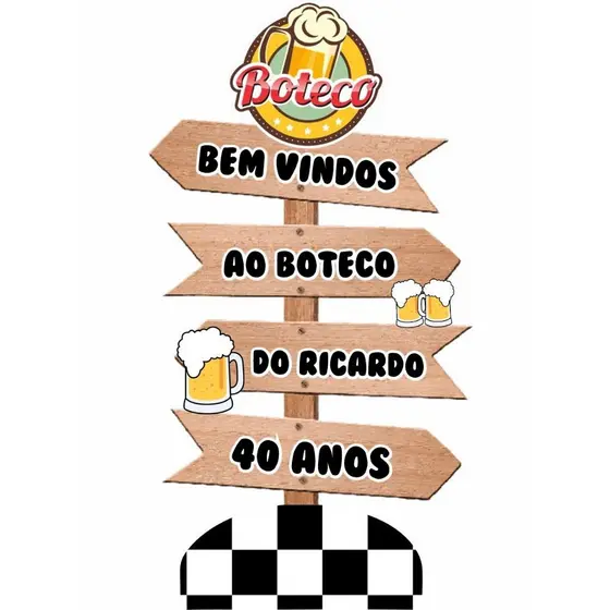 Display MDF de Chão - Boteco Personalizado (INFORME NOME E IDADE NO CHAT AO VENDEDOR)