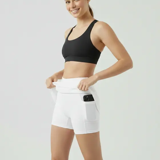 KIT 2 Shorts Saia Fitness Feminino com Short Interno e Bolso para Celular