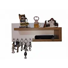 Porta Chaves Elegante - MDF 5 Ganchos | Prateleira Organizadora Porta Carteira e Decoração para Parede 37x45cm