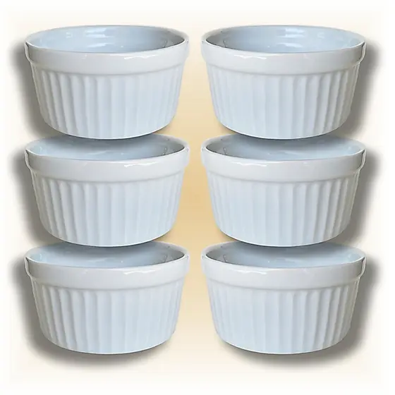 RAMEKIM de porcelana branca (Cumbucas, Ramequim, Ramekins) de 210ml, 135ml, 77ml e 40ml