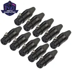 10pcs DIY Microfone XLR 3Pin Plugue Fêmea Conector Cabo De Solda MIC Adapte