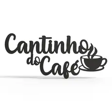 Escrita Cantinho do Café Decoração De Parede Aplique Preto MDF Frase Decorativa Xícara
