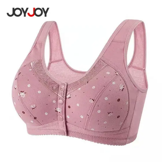 Joyjoy Sutiã Feminino Plus Size em Algodão Respirável Sem Aro Sem Bojo Renda – Roupa Íntima Plus Size Confortável