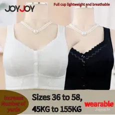 Joyjoy Sutiã Algodão Macio Plus Size 36-58 – Para Mulheres de Idade Média e Idosos, Fivela Frontal, Roupa Íntima Feminin