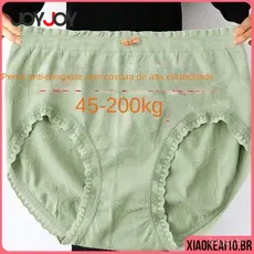 Joyjoy (45 ~ 200KG) G3 Cintura Alta Algodão Conforto Calcinha Suplex Plus Size Barriga de Algodão Seguro 56 OZOU