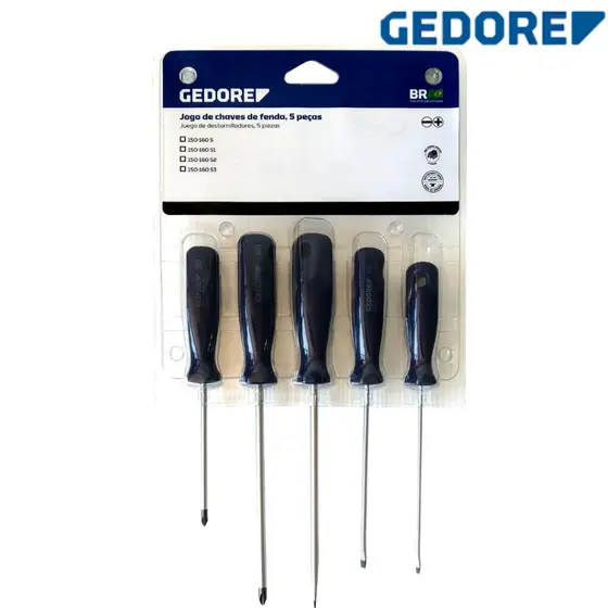 Jogo de Chaves de Fenda e Philips 5 Peças - Gedore Blue