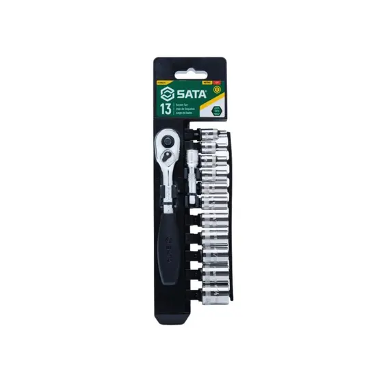 Jogo de Soquetes Sextavados SATA 1/4" – 13 Peças – ST09521G