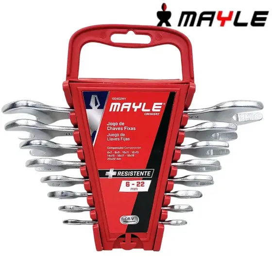 Jogo Chave Fixa Mayle 6 a 22mm 100402MY 8 Peças Cromo