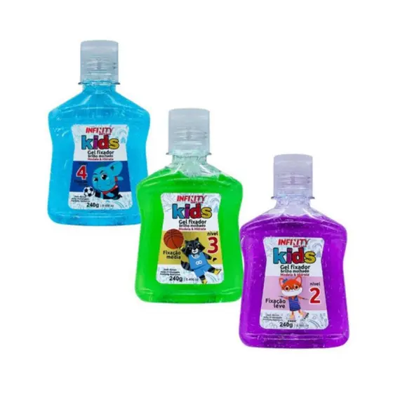 Gel de Cabelo Kids 240g INFINITY LOOKS HAIR – Uso Infantil +3 Anos