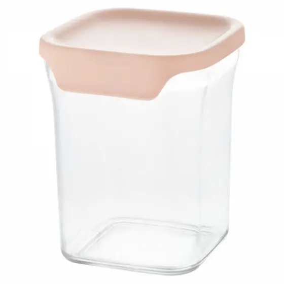 Pote Hermético Tampa Vedação  Para Alimentos Quadrado Clink de Acrílico 850ML - Rosa Claro