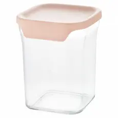 Pote Hermético Tampa Vedação  Para Alimentos Quadrado Clink de Acrílico 850ML - Rosa Claro