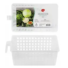 Cesto Organizador Para Geladeira Clink Plástico com Cabo para Segurar Tamanho (M) 11,2x16,3x30 CM