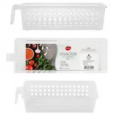 Cesto Organizador Para Geladeira Clink Plástico com Cabo Para Segurar Tamanho (P) 8,2x12,2x33,5 CM
