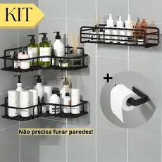 Suporte de Banheiro Alto Adesivo Organizador de Parede Sabonete Shampoo Condicionador e Papel1/2/3/4