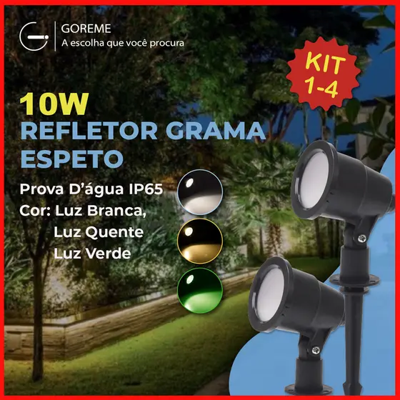 Luminária Espeto Jardim 10W LED | Luz de Gramado | À Prova D'àgua Avançada | Luz Branco Frio | Branco Quente | Verde