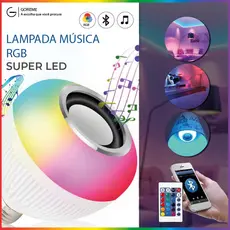 Lâmpadas Bluetooth Caixa De Som 12W Super Led com controle RGB Bivolt E27 | Festa | Ano Novo | Natal | Quarto RGB | 1 a 4 Unidades