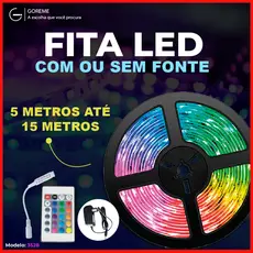15M Fita LED 3528 SUPER LED ULTRA RGB 12V 300 LEDS | 16 CORES IP20 Com ou Sem Fonte