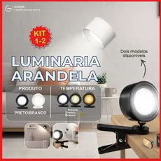 Luminária Spot Led 8W Arandela Luz de Parede 3 Tons de Luz Recarregável USB
