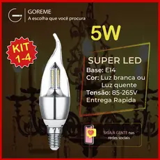 Lâmpada Vela LED para Lustrede fogo 5W Bico Torto E14 Pendente Moderno Branco Frio ou Branco Quente | Bivolt