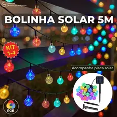 20M Luz Solar Fio de Fada Bolinha RGB 5M Led Com Placa Solar para ambientes externos