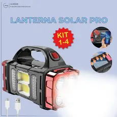 Lanterna Holofote Solar Pro Led Super Potente Recarregável com USB Luz Fria e Quente