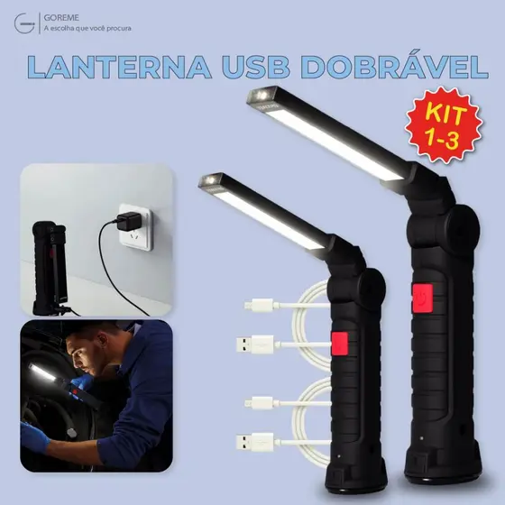 Lanterna Portátil Dobravél de Trabalho de Reparo Pro e Lite com Ímã Led Multifuncional Bivolt