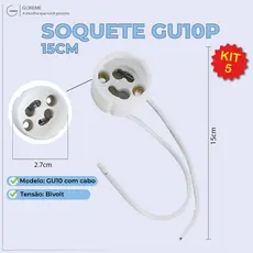 Kit 5 Soquete p/ Lâmpada Gu10 15CM Dicroica com cabo Bivolt