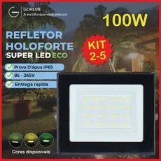  Holofote Refletor Led ECO Pro 100W Branco Frio | Branco Quente | Verde | Iluminação p/ Jardim