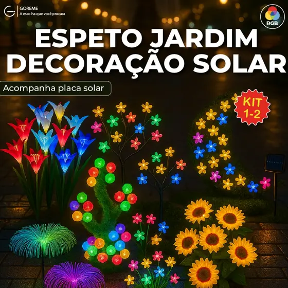 Espeto Jardim Solar RGB Acompanha Placa Solar A Prova dágua para Ambientes Externos Diversos Modelos