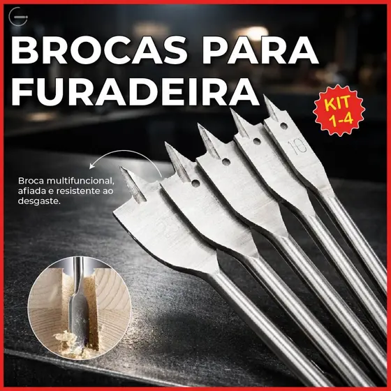 Kit Brocas para Furadeira Multifuncional para furos redondos em madeira Alta Durabilidade