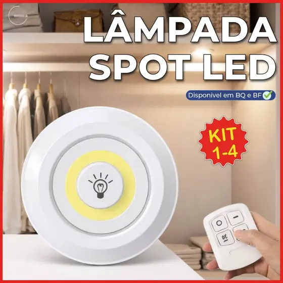 Luminária Spot Led Lâmpada sem Fio com Controle Remoto Luz Fria ou Quente
