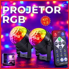 Globo de Luz Led RGB Com Efeito com Controle Remoto e Modos de Luzes Projetor de Luz