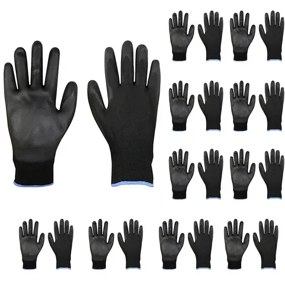 24 pares Luva Pu Black Multitato Mecanico Serviços Gerais