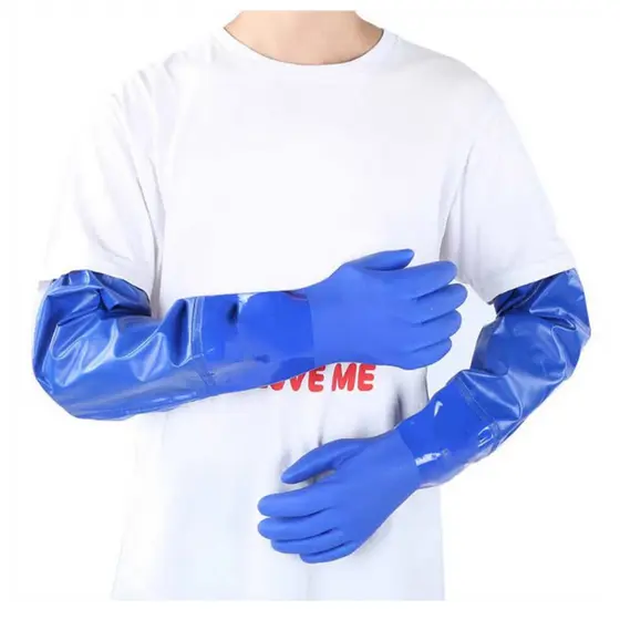 Luva Pvc Cano Longo Proteção Quimica C/ Forro Punho 66cm