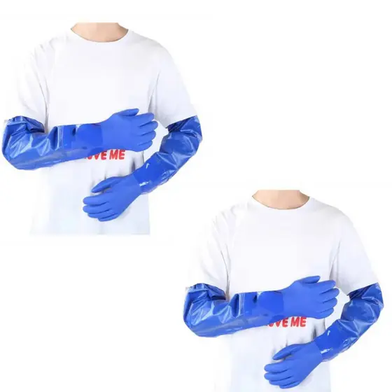 kit 2 Luva Pvc Cano Longo Proteção Quimica C/ Forro Punho 66cm CA 46614