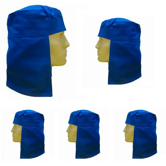 Kit C/ 5 Touca Capuz Árabe Brim Azul Soldador Proteção Sol