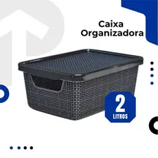 Caixa Organizadora Jutta Preto 2 Litros  Cesto Organizador Gavetas Guarda-Roupas Armario Brinquedos