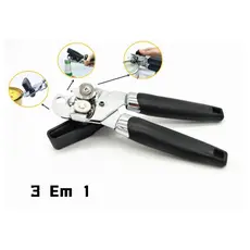 Abridor De Lata 3 Em 1 Multifuncional Garrafa Manivela Inox Sem Rebarba Tipo Modelo Americano