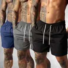 Kit 3  Shorts de Tactel com Elastano para Homens Ideal para Academia e Verão