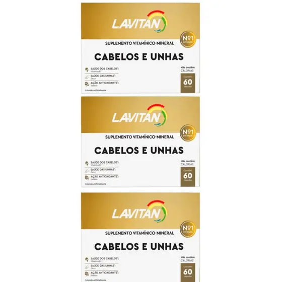 Kit 3 Lavitan Cabelos e Unhas 60 capsulas Cimed