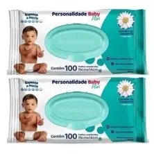Toalha Umedecida Personalidade Baby Plus com 100 Unidades Kit com 2 pacotes