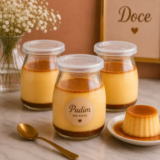 Kit 10 Pote De Vidro 100ml Tampa Plástica Pudim Doces Geleias