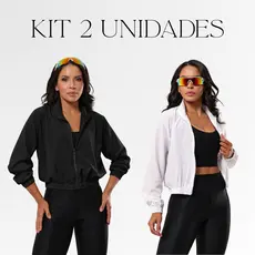 Kit 2 Jaquetas Corta Vento Treino Feminino Fitness Bomber Academia Esportiva Leve Secagem Rápido